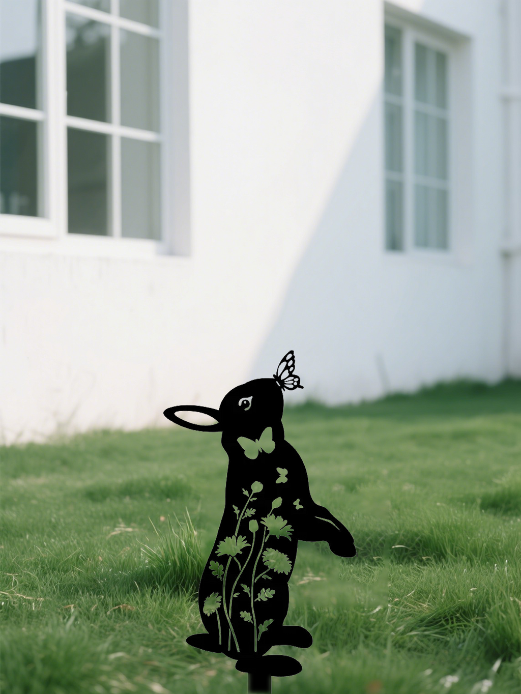 CIFbuy™ Metal Rabbit Garden Stake & Wall Sculpture - Outdoor Decorative Rabbit Statue, Cute Animal Silhouette Yard Art for Patio, Lawn, Flowe(TikTok/temu self-pickup orders)
