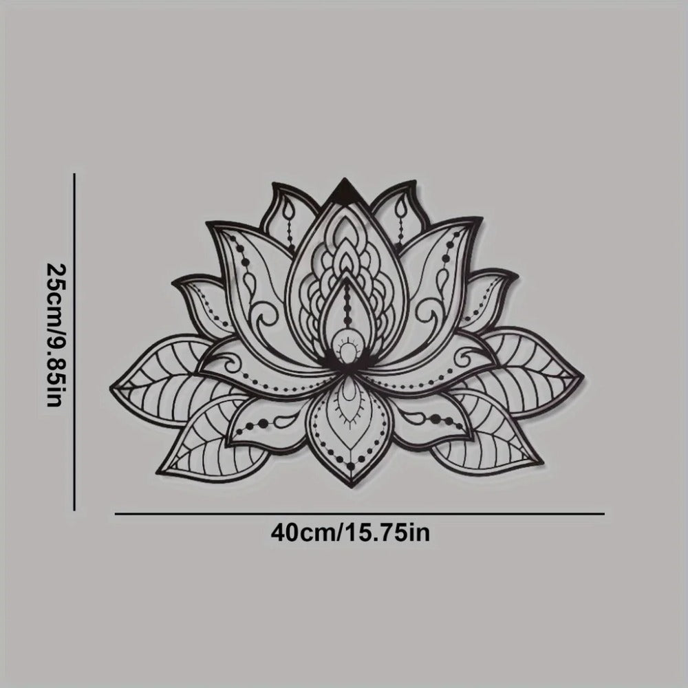 "Boho Wall Art Decor – Black Mandala Metal Wall Hanging, Lotus Flower Design for Bedroom, Living Room, Office & Meditation Space | Zen Home Aesthetic,(TikTok/temu self-pickup orders)
