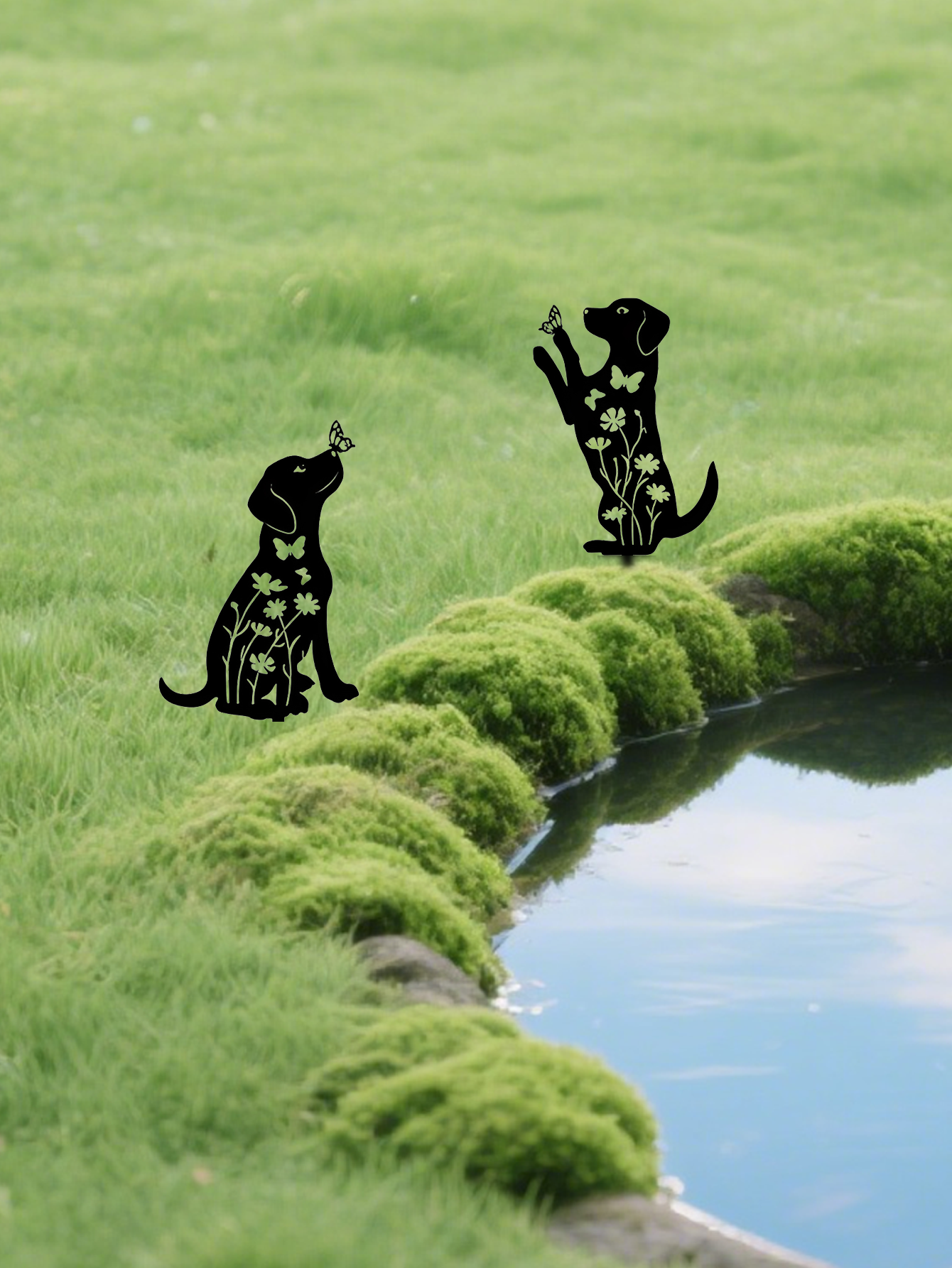 2pcs Metal Dog Garden Decor: Adorable Puppy Silhouette Stakes. These Decorative Outdoor Yard Art Pieces, Ideal for Dog Lovers, Make Charming Garden De(TikTok/temu self-pickup orders)