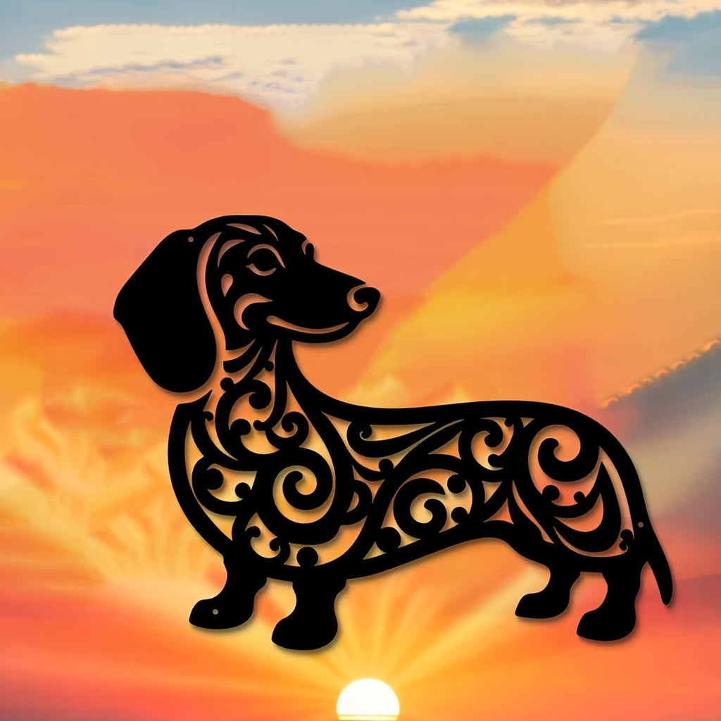 "Black Iron Dachshund Dog Metal Wall Art – Modern Home & Outdoor Decor for Living Room, Bedroom, Bathroom, Garden, Patio | Waterproof, Rustproof & Dur(TikTok/temu self-pickup orders)