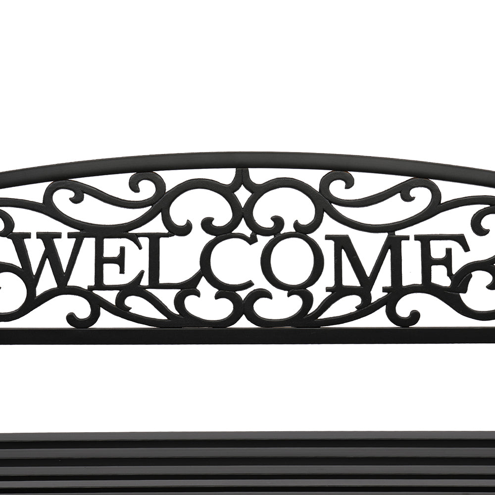 50" Outdoor Welcome Backrest Cast Iron Bench