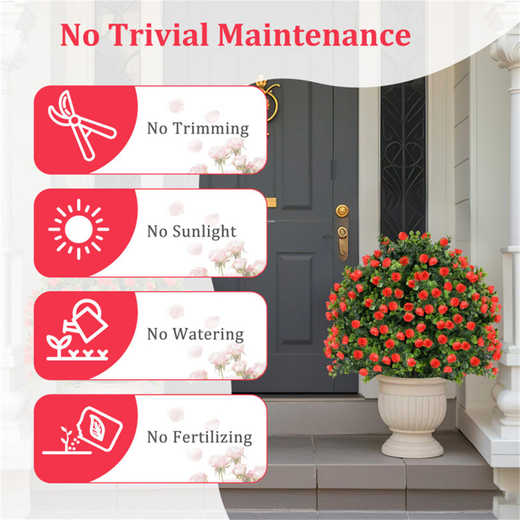 2 PCS Red Artificial Rose Topiary Ball Tree