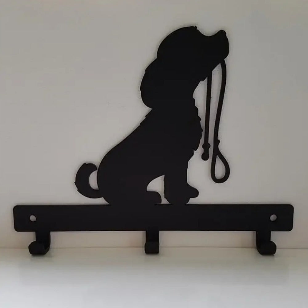 1pc Iron Crafts Wall Hanging Dog Lead/Leash Key Coat Door Towel Hanger Holder Rack Key Hook - DOG WITH LEAD, Wall-mounted, Hooks(TikTok/temu self-pickup orders)