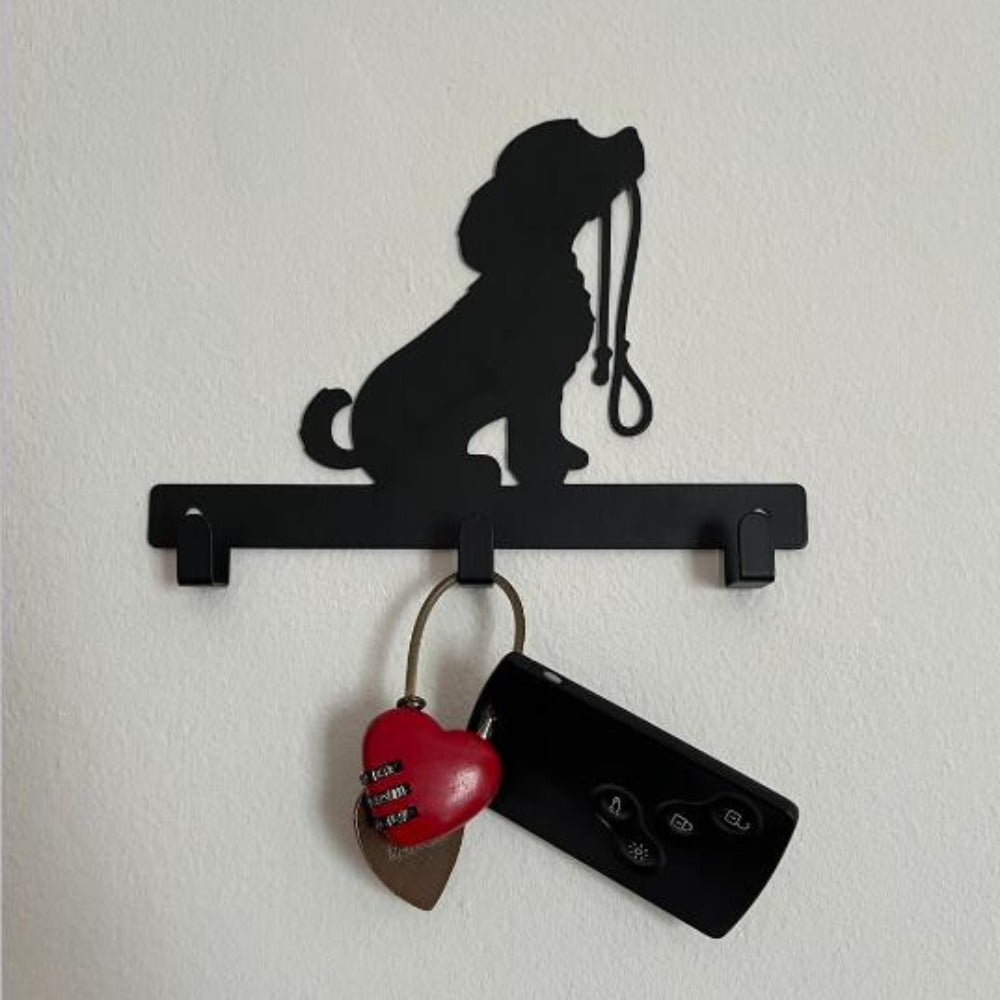 1pc Iron Crafts Wall Hanging Dog Lead/Leash Key Coat Door Towel Hanger Holder Rack Key Hook - DOG WITH LEAD, Wall-mounted, Hooks(TikTok/temu self-pickup orders)