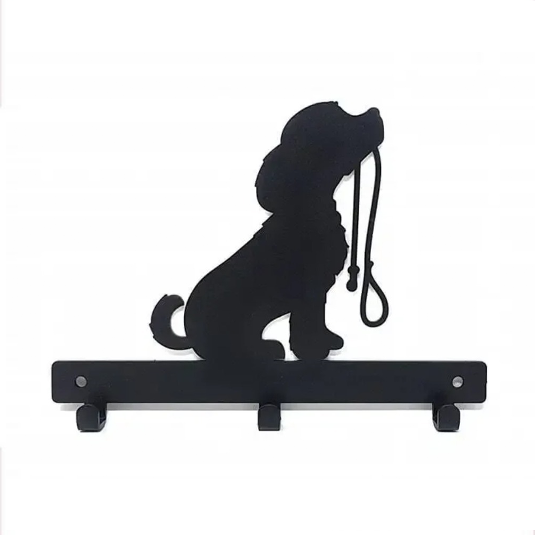 1pc Iron Crafts Wall Hanging Dog Lead/Leash Key Coat Door Towel Hanger Holder Rack Key Hook - DOG WITH LEAD, Wall-mounted, Hooks(TikTok/temu self-pickup orders)