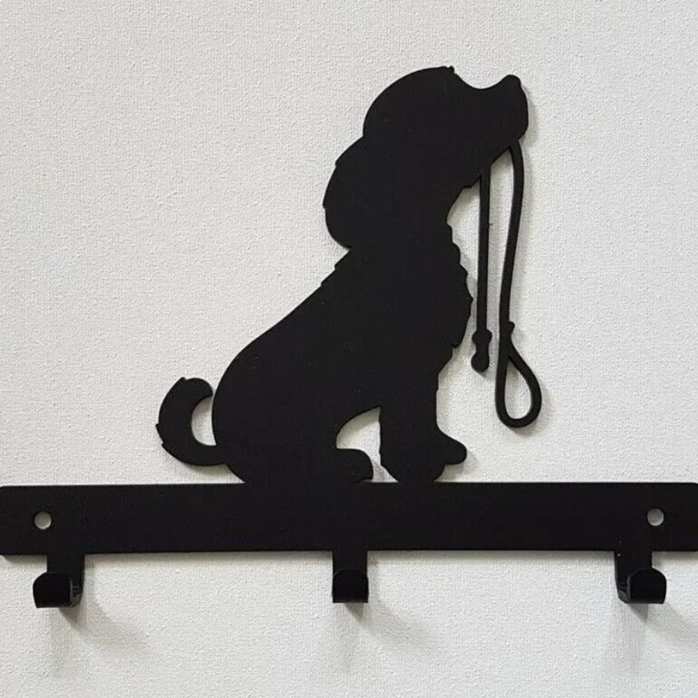 1pc Iron Crafts Wall Hanging Dog Lead/Leash Key Coat Door Towel Hanger Holder Rack Key Hook - DOG WITH LEAD, Wall-mounted, Hooks(TikTok/temu self-pickup orders)