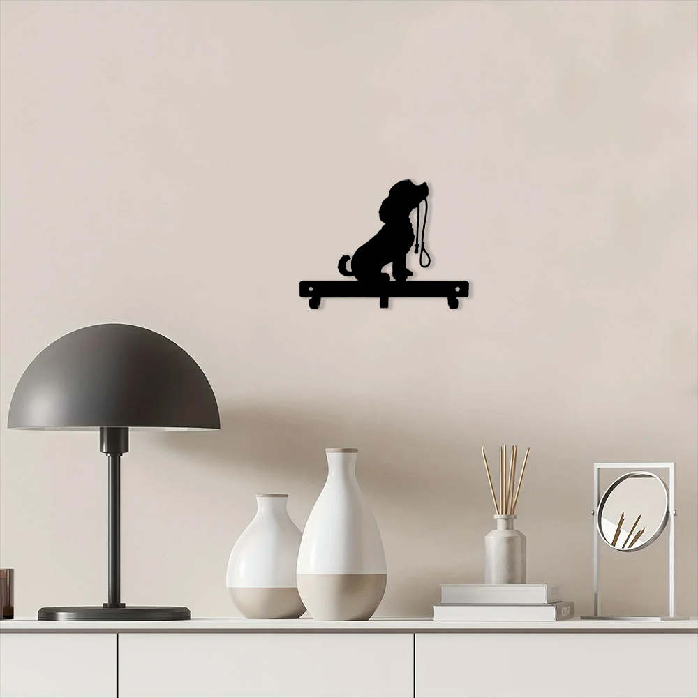 1pc Iron Crafts Wall Hanging Dog Lead/Leash Key Coat Door Towel Hanger Holder Rack Key Hook - DOG WITH LEAD, Wall-mounted, Hooks(TikTok/temu self-pickup orders)