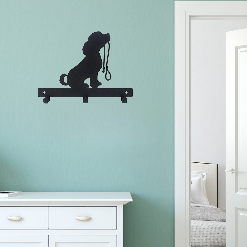 1pc Iron Crafts Wall Hanging Dog Lead/Leash Key Coat Door Towel Hanger Holder Rack Key Hook - DOG WITH LEAD, Wall-mounted, Hooks(TikTok/temu self-pickup orders)