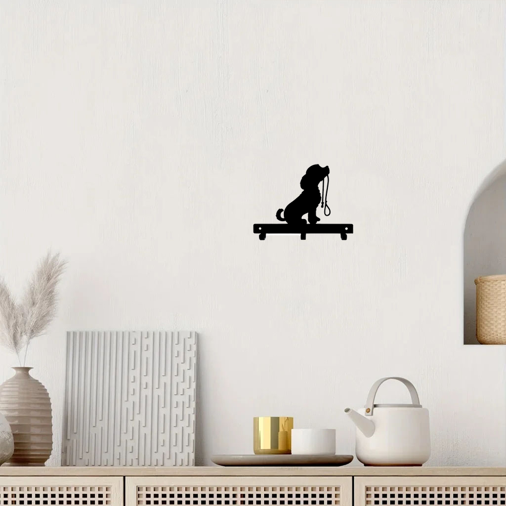 1pc Iron Crafts Wall Hanging Dog Lead/Leash Key Coat Door Towel Hanger Holder Rack Key Hook - DOG WITH LEAD, Wall-mounted, Hooks(TikTok/temu self-pickup orders)