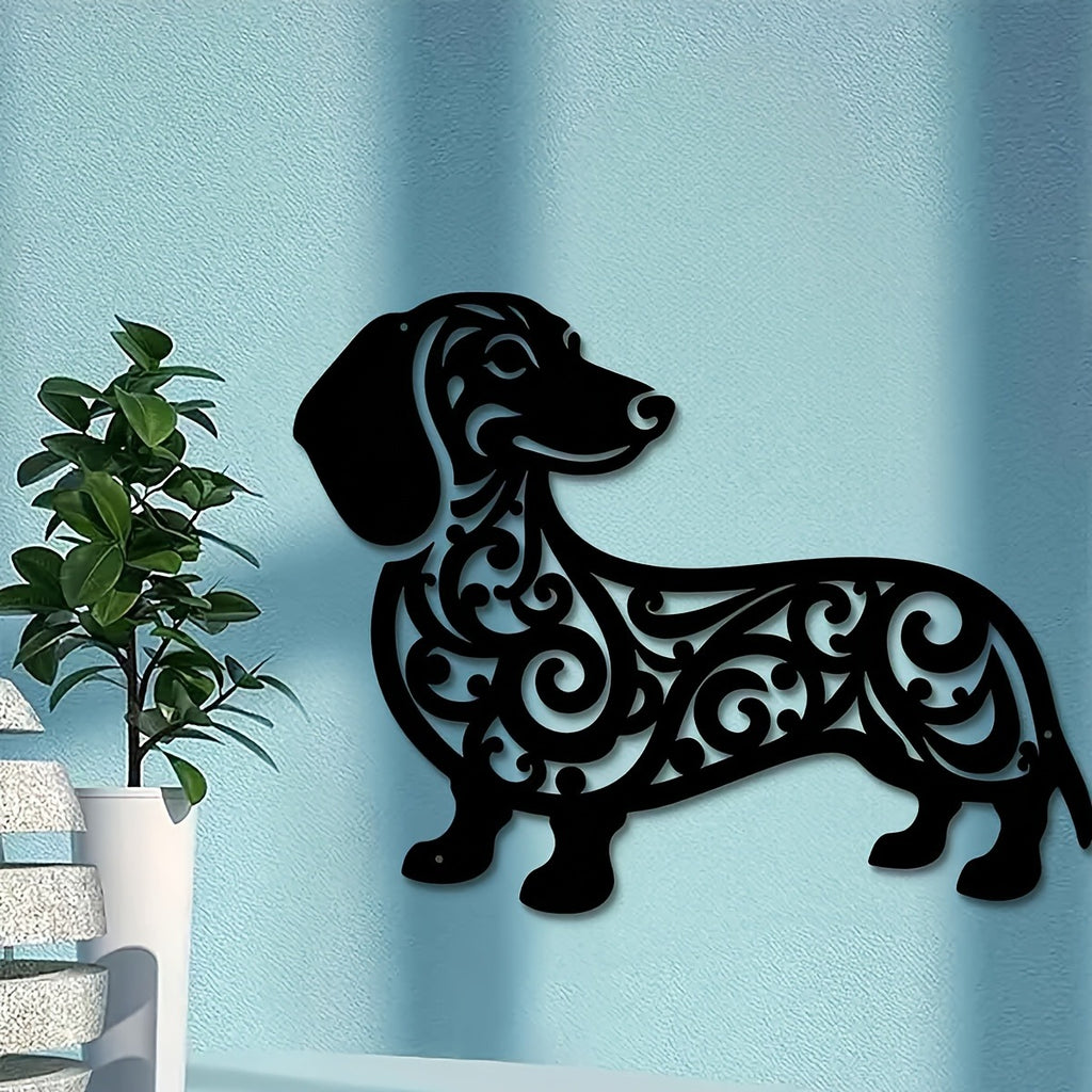 "Black Iron Dachshund Dog Metal Wall Art – Modern Home & Outdoor Decor for Living Room, Bedroom, Bathroom, Garden, Patio | Waterproof, Rustproof & Dur(TikTok/temu self-pickup orders)