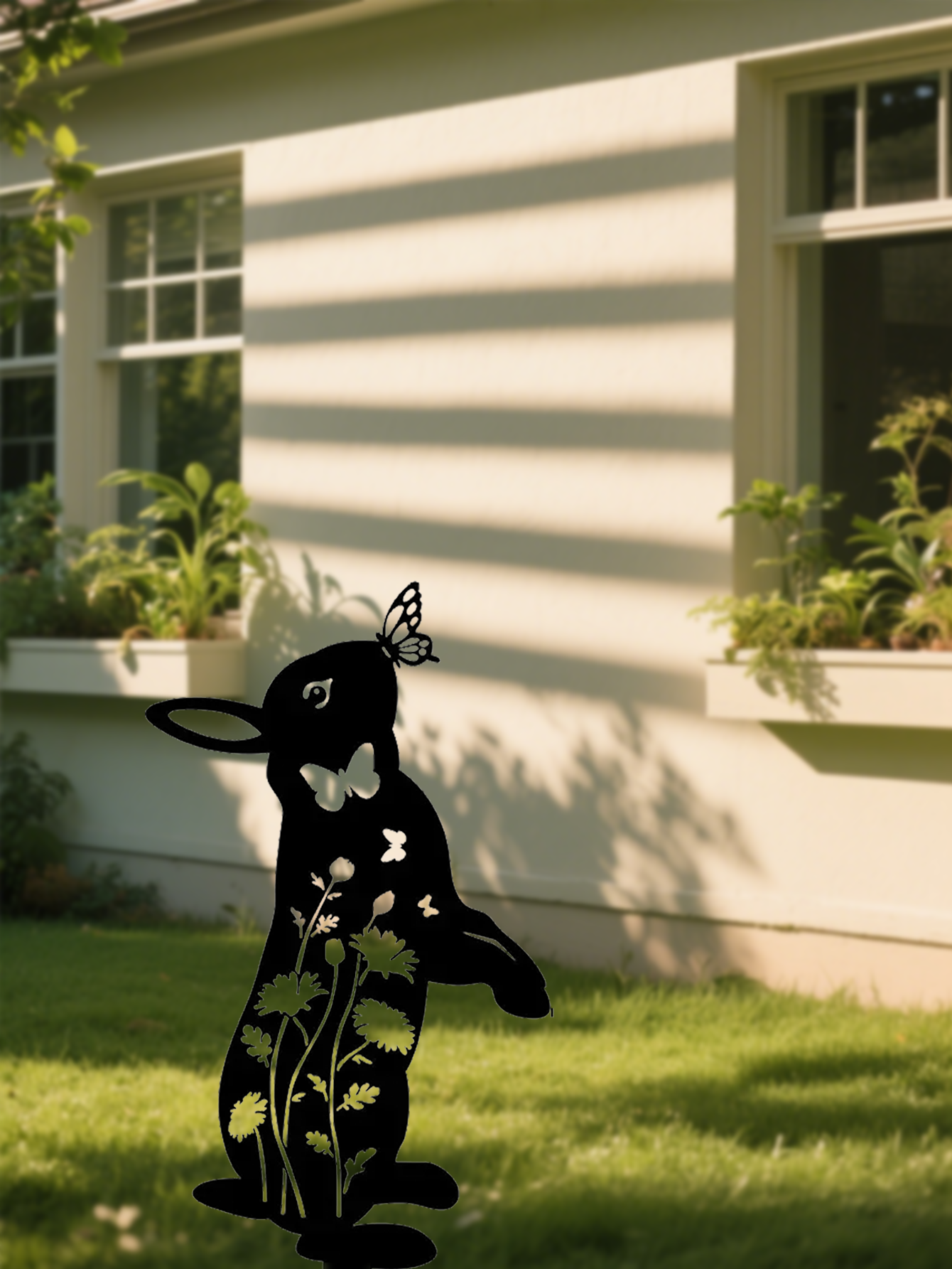 CIFbuy™ Metal Rabbit Garden Stake & Wall Sculpture - Outdoor Decorative Rabbit Statue, Cute Animal Silhouette Yard Art for Patio, Lawn, Flowe(TikTok/temu self-pickup orders)