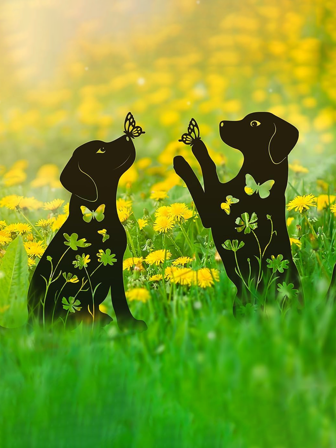 2pcs Metal Dog Garden Decor: Adorable Puppy Silhouette Stakes. These Decorative Outdoor Yard Art Pieces, Ideal for Dog Lovers, Make Charming Garden De(TikTok/temu self-pickup orders)