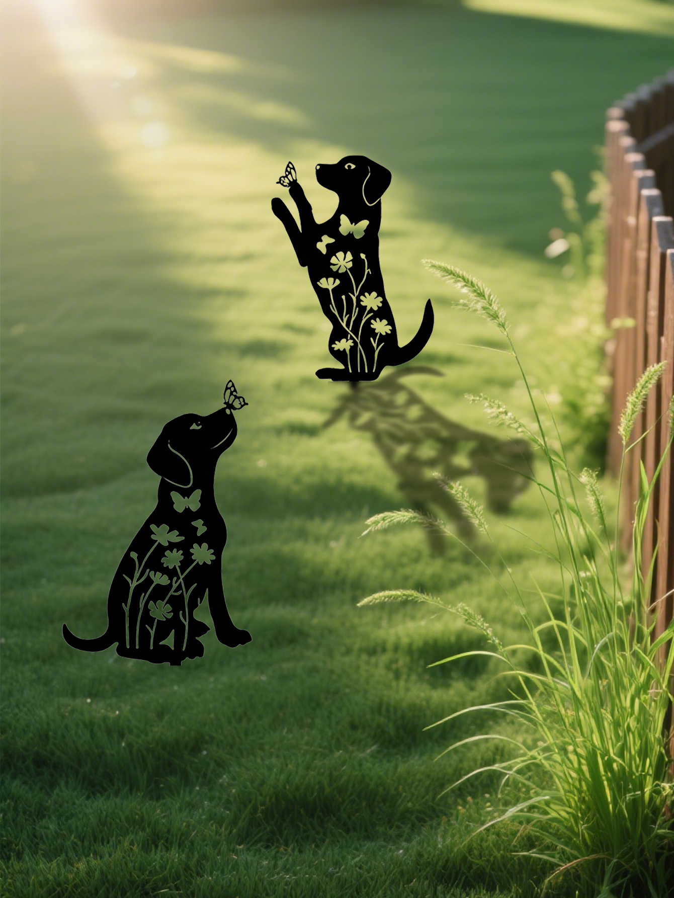 2pcs Metal Dog Garden Decor: Adorable Puppy Silhouette Stakes. These Decorative Outdoor Yard Art Pieces, Ideal for Dog Lovers, Make Charming Garden De(TikTok/temu self-pickup orders)