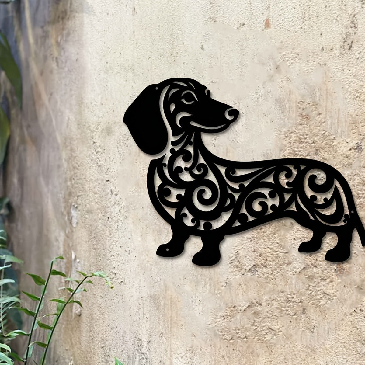 "Black Iron Dachshund Dog Metal Wall Art – Modern Home & Outdoor Decor for Living Room, Bedroom, Bathroom, Garden, Patio | Waterproof, Rustproof & Dur(TikTok/temu self-pickup orders)