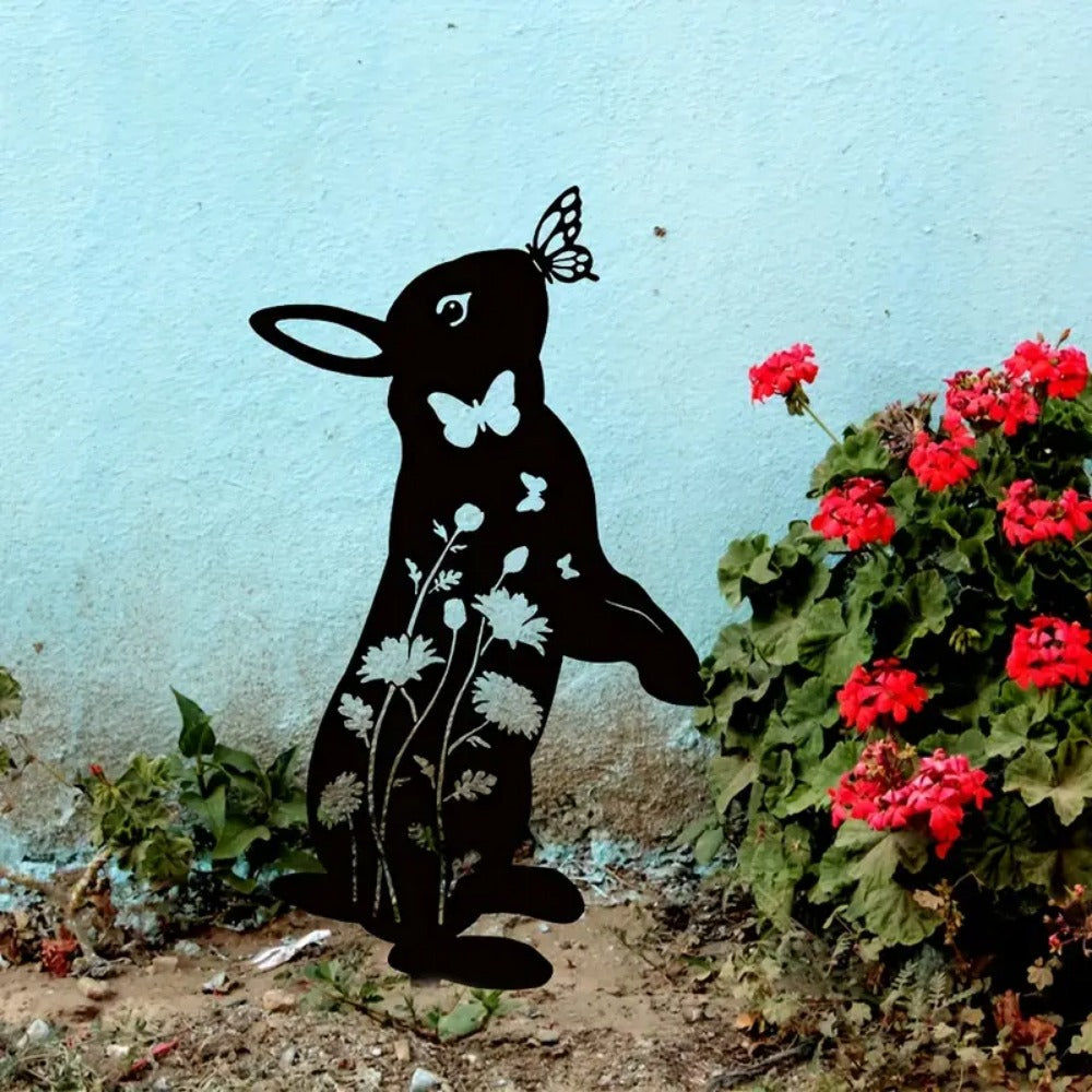 CIFbuy™ Metal Rabbit Garden Stake & Wall Sculpture - Outdoor Decorative Rabbit Statue, Cute Animal Silhouette Yard Art for Patio, Lawn, Flowe(TikTok/temu self-pickup orders)