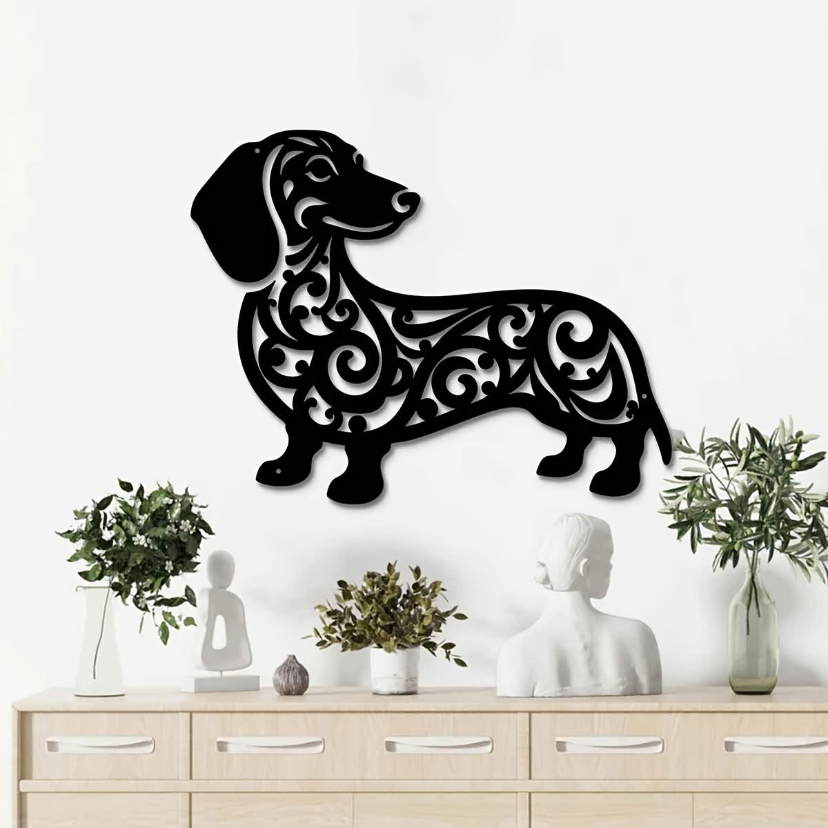 "Black Iron Dachshund Dog Metal Wall Art – Modern Home & Outdoor Decor for Living Room, Bedroom, Bathroom, Garden, Patio | Waterproof, Rustproof & Dur(TikTok/temu self-pickup orders)