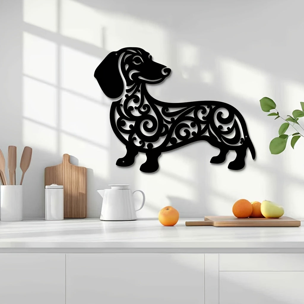 "Black Iron Dachshund Dog Metal Wall Art – Modern Home & Outdoor Decor for Living Room, Bedroom, Bathroom, Garden, Patio | Waterproof, Rustproof & Dur(TikTok/temu self-pickup orders)