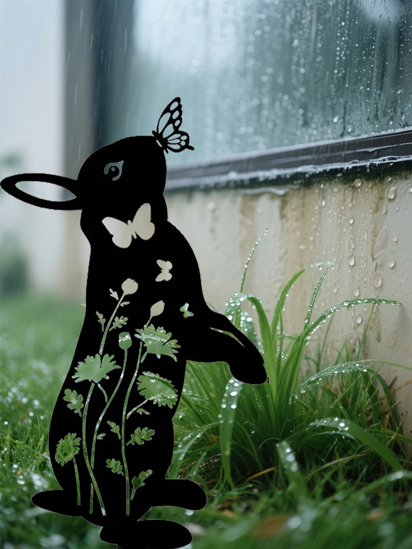 CIFbuy™ Metal Rabbit Garden Stake & Wall Sculpture - Outdoor Decorative Rabbit Statue, Cute Animal Silhouette Yard Art for Patio, Lawn, Flowe(TikTok/temu self-pickup orders)