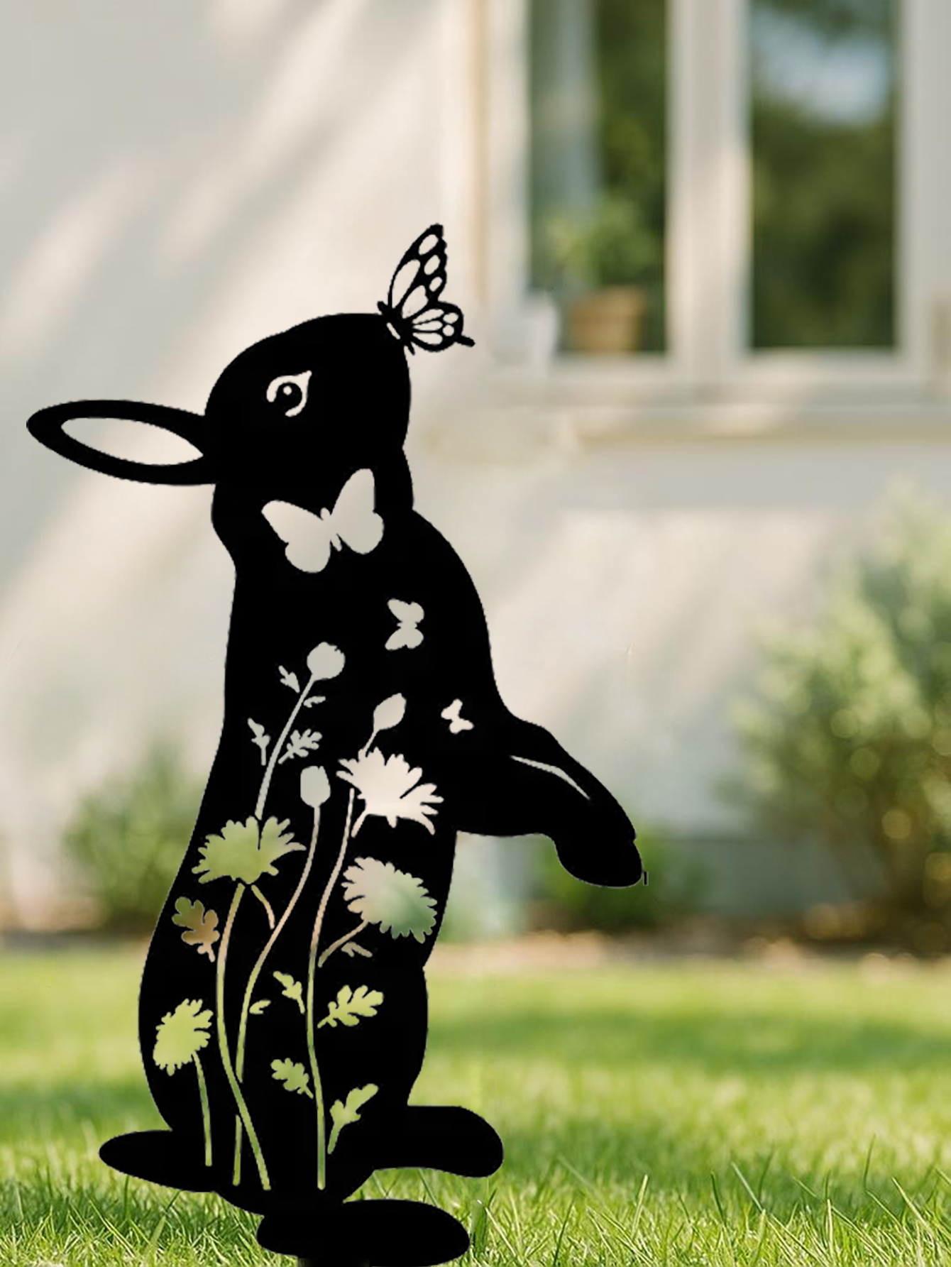 CIFbuy™ Metal Rabbit Garden Stake & Wall Sculpture - Outdoor Decorative Rabbit Statue, Cute Animal Silhouette Yard Art for Patio, Lawn, Flowe(TikTok/temu self-pickup orders)
