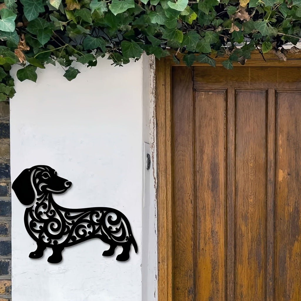 "Black Iron Dachshund Dog Metal Wall Art – Modern Home & Outdoor Decor for Living Room, Bedroom, Bathroom, Garden, Patio | Waterproof, Rustproof & Dur(TikTok/temu self-pickup orders)