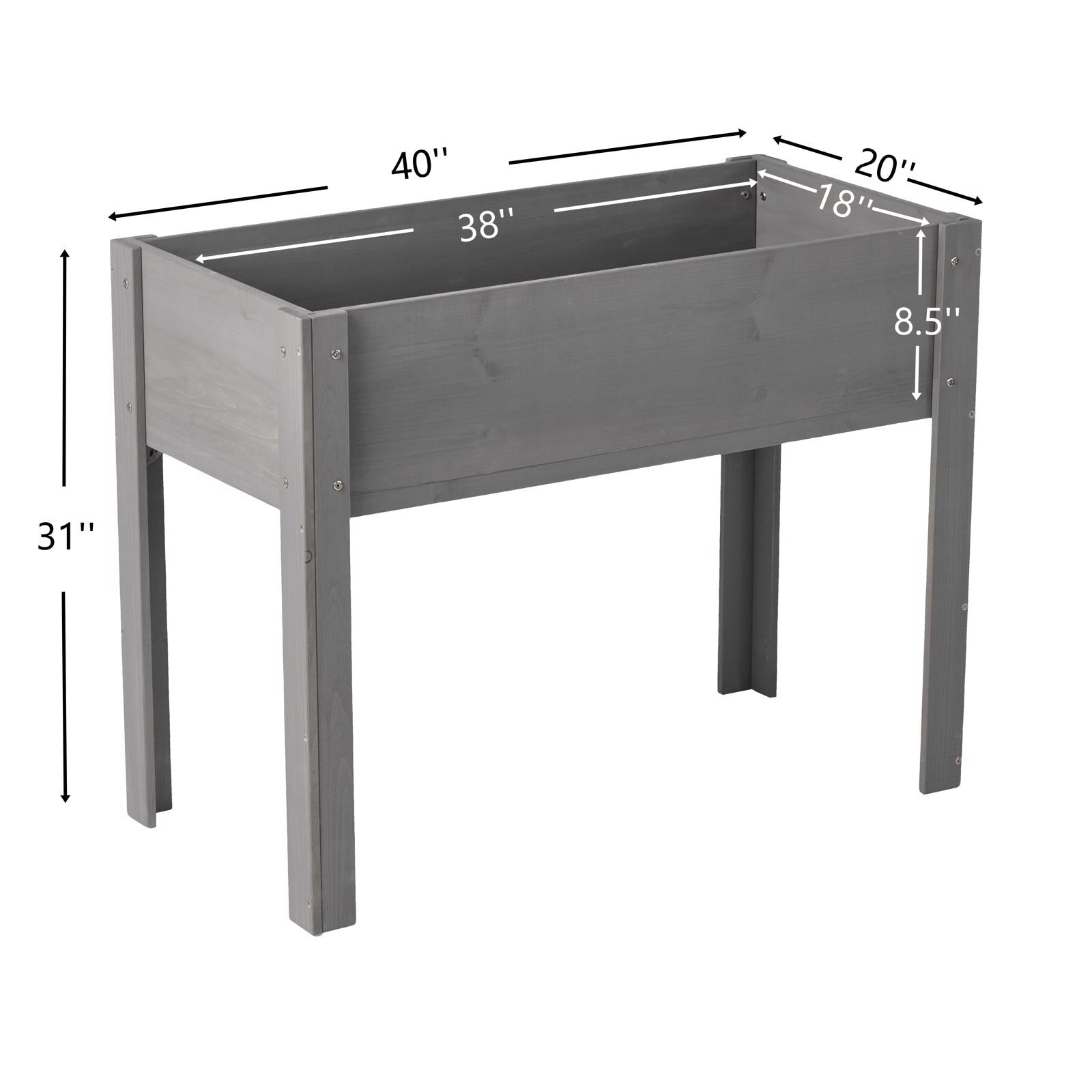 Raised Garden Bed with Legs, Elevated Wooden Planter Box for Outdoor Plants Flowers Fruits Vegetable Herb Growing